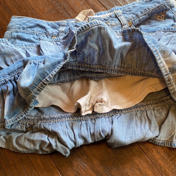 Vintage Justice girls ruffled denim jean mini skirt skort size 12 - Picture 5 of 8